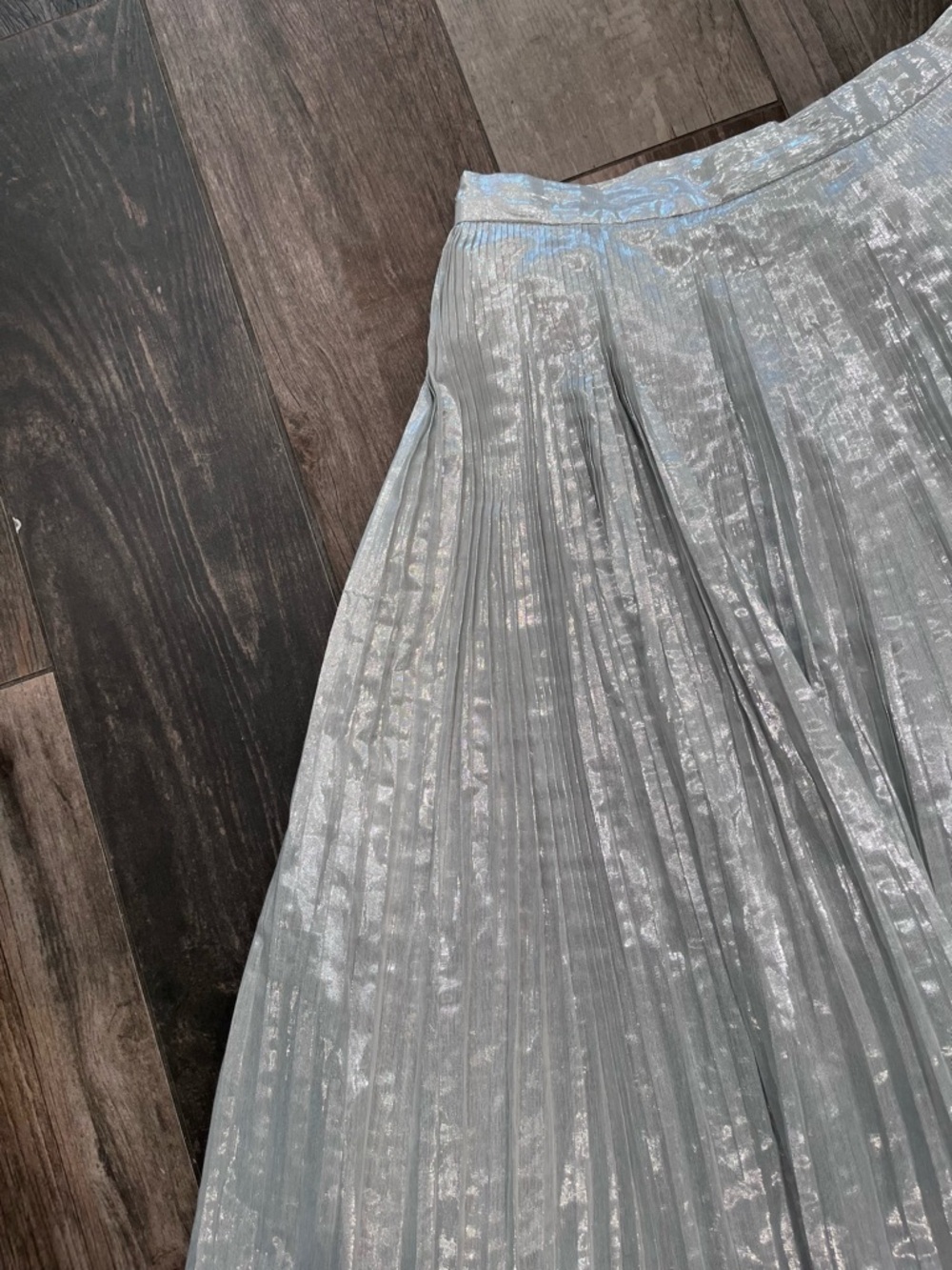 Talbots Metallic Silver Pleated Accordion Skirt holiday festive party Sz 10 - Picture 11 of 12